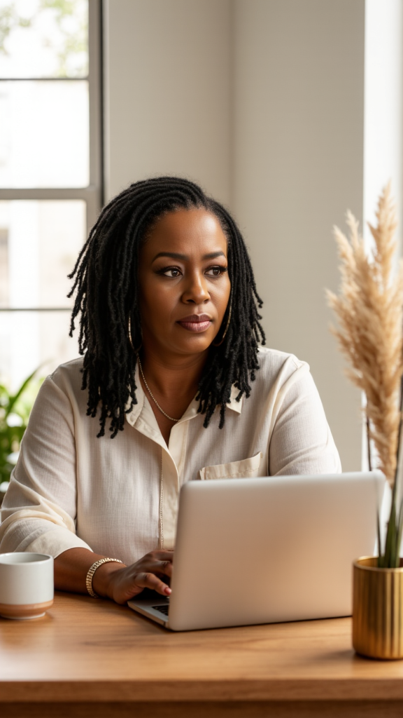 Healthcare entrepreneur working from home